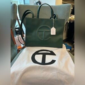 Green Telfa Crossbody Tote Bag
